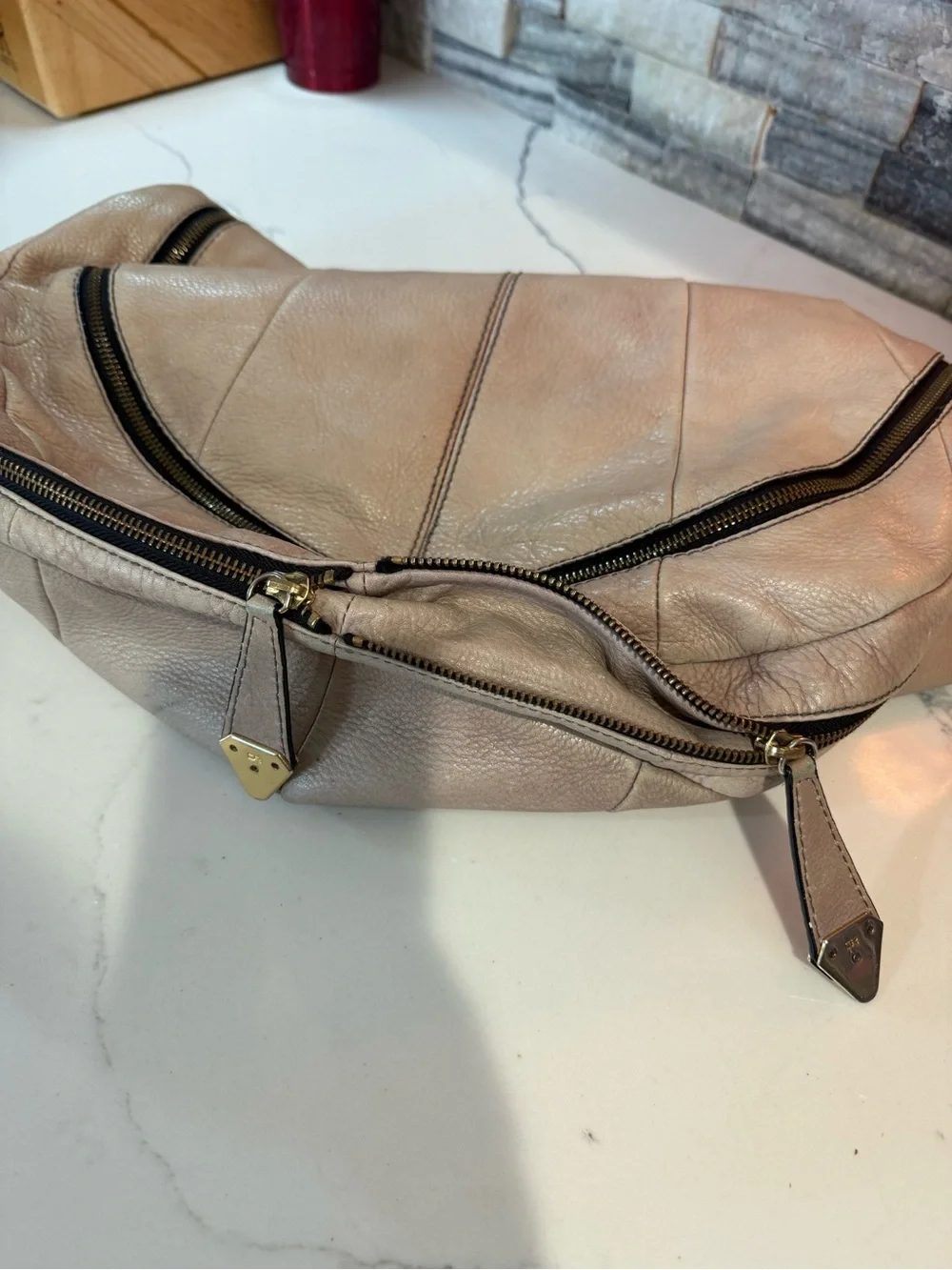 orYANY Cream Leather Hobo Bag with Studded Hardware